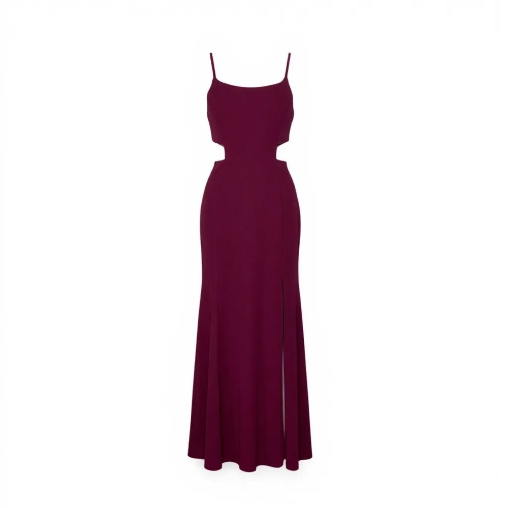 Jump Apparel Sleeveless Cutout-Detail Slit Hem Scuba Crepe Y2K Maxi Dress Sz 7/8